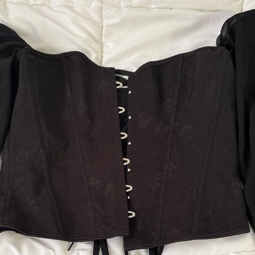 Black Lace-Up Corset Top